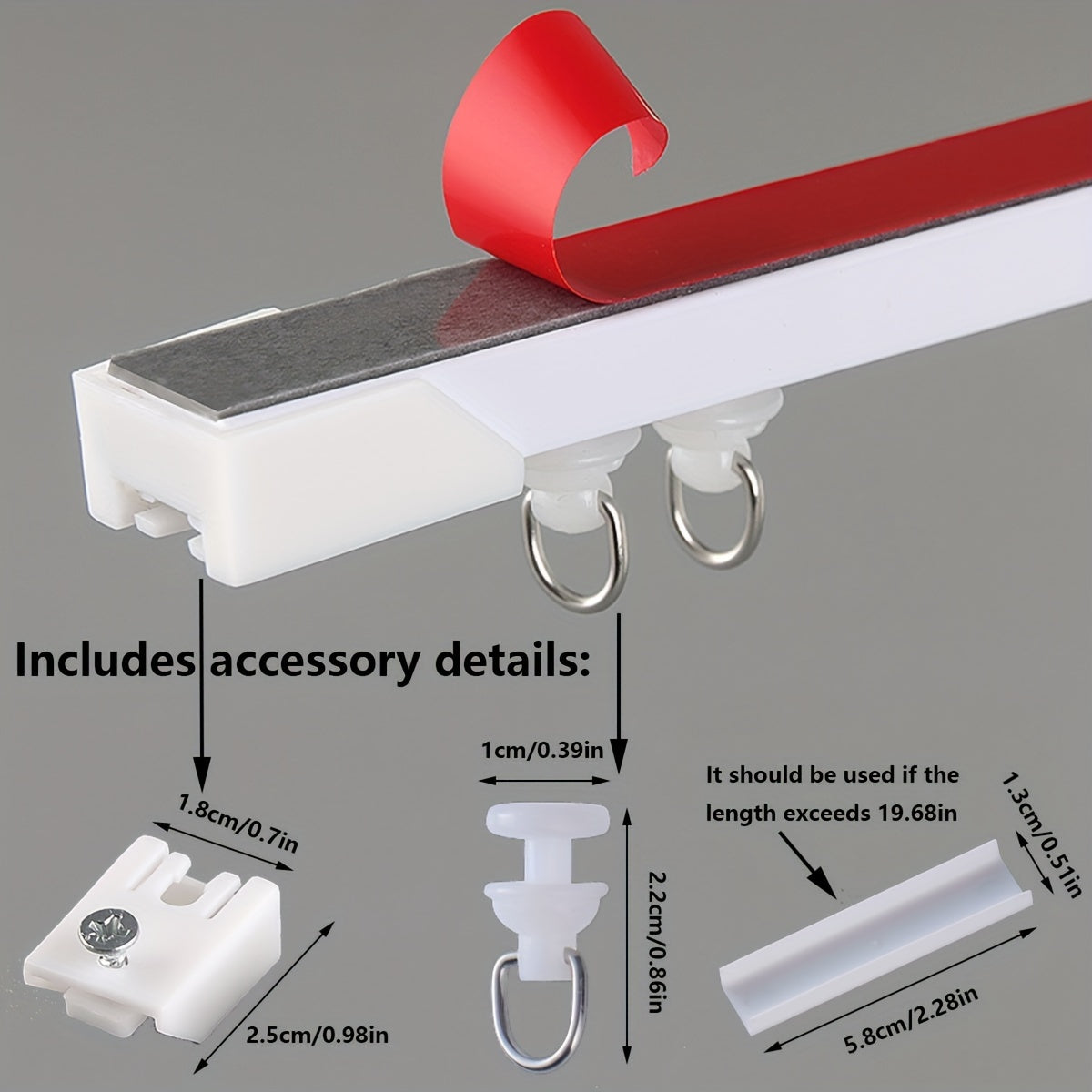 Drill-Free Curtain Track with Strong Adhesive and Silent Sliding for Bathrooms and Dorms