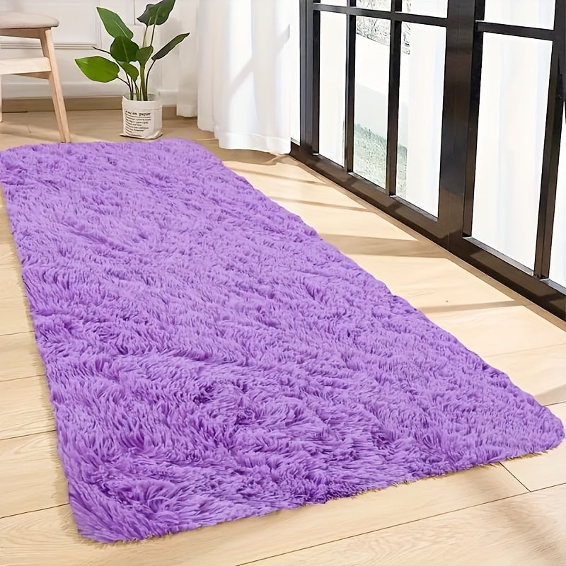 Purple Shag Area Rug Non-Slip Soft Easy to Maintain for Living Room Bedroom