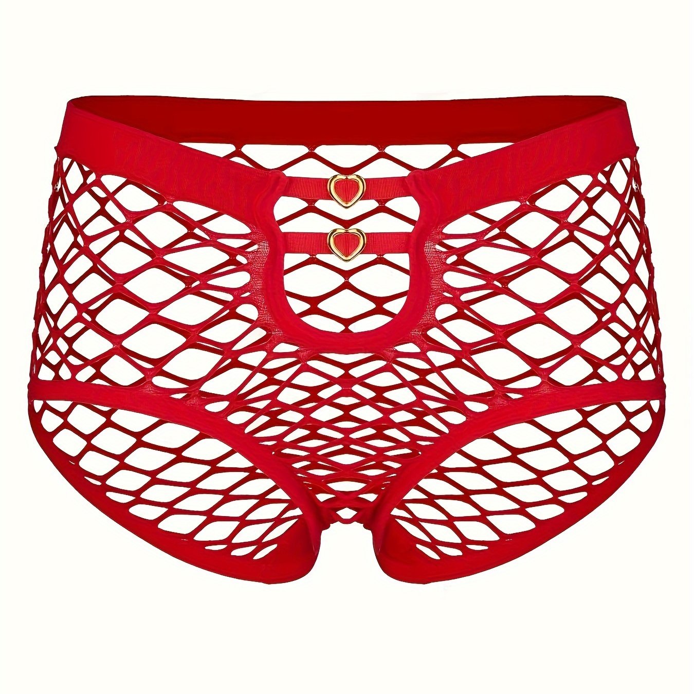 Women's Heart-Shaped Mesh Low Waist Panties Hollow-Out Lingerie