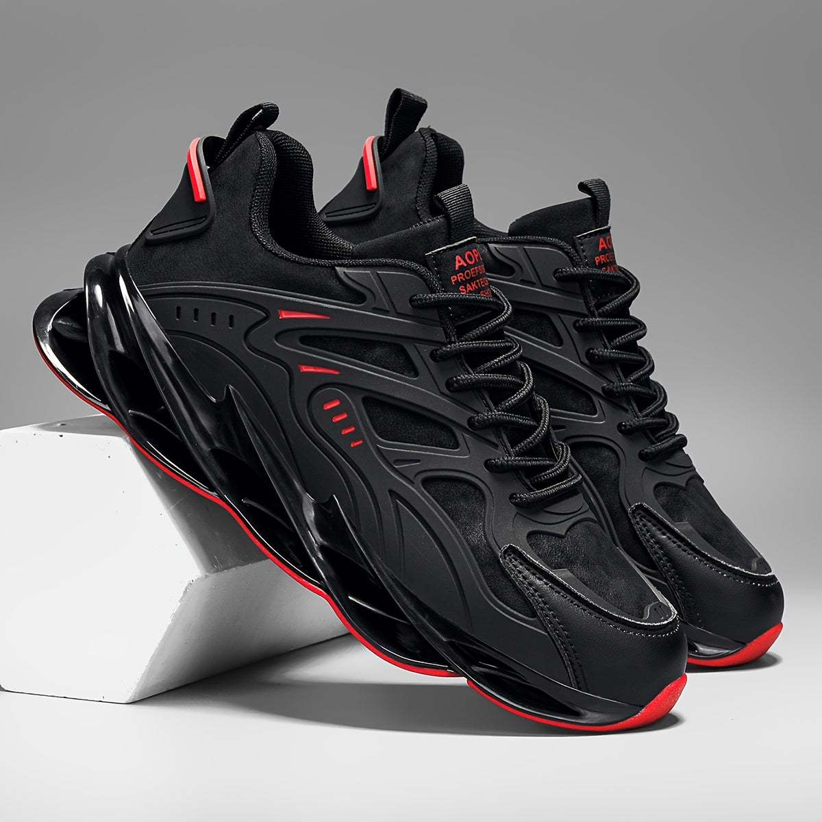 Erkaklar uchun PU yuqori qismi va rezina tagligi bilan bog'langan pastki sport krossovkalari bahor tasodifiy sport modasi uchun.