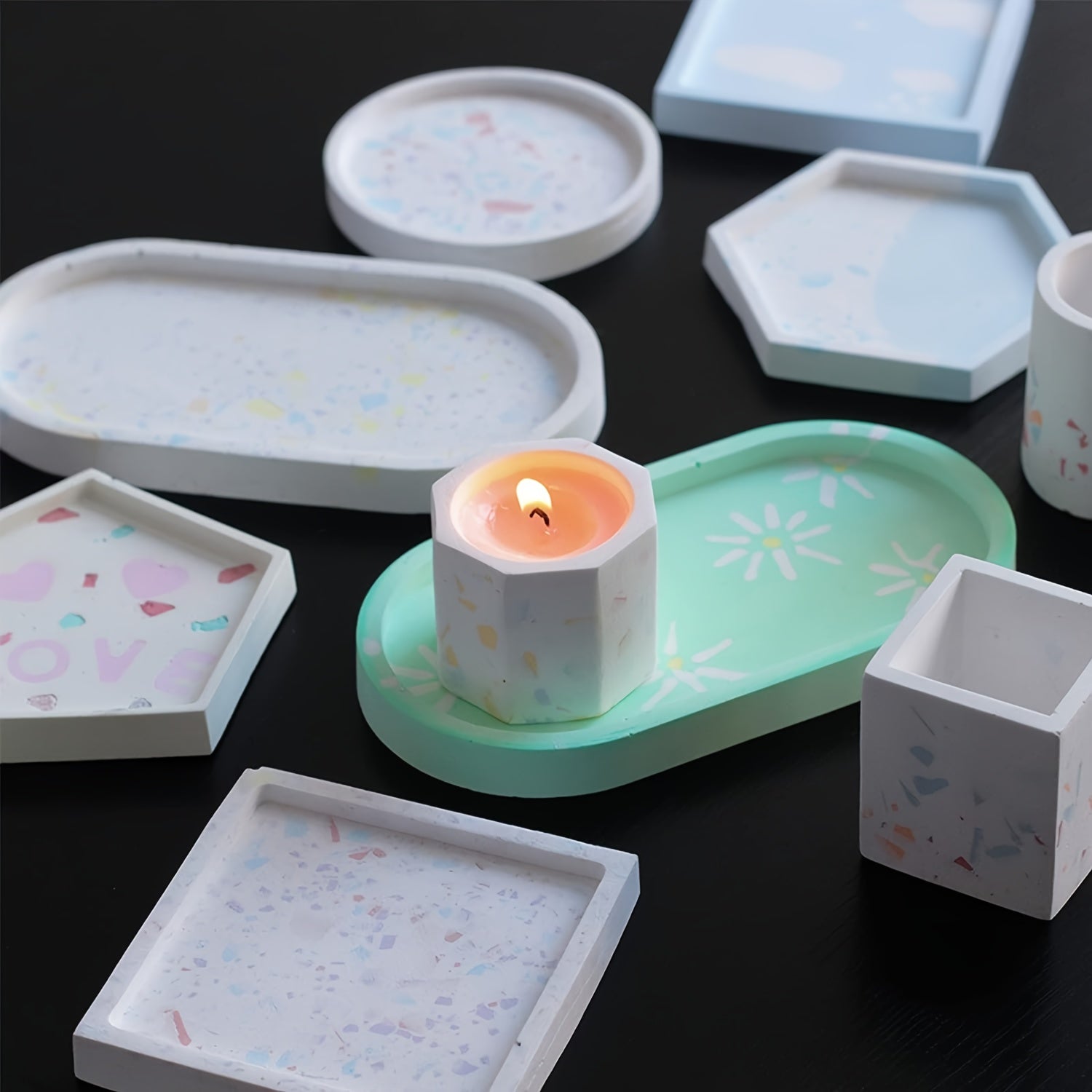 5pcs Silicone Mold Set for Coasters Tray DIY Home Decor and Gifts