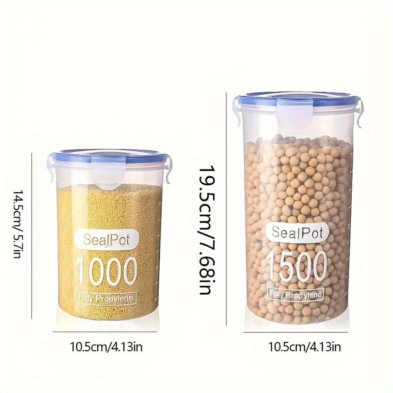 Set of 6 Round Plastic Food Storage Containers with Latch Lids Microwave Safe BPA-Free