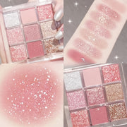 Paleta de sombras de ojos para mujer, paleta de 9 colores, cielo estrellado, mate, brillo, glitter, maquillaje