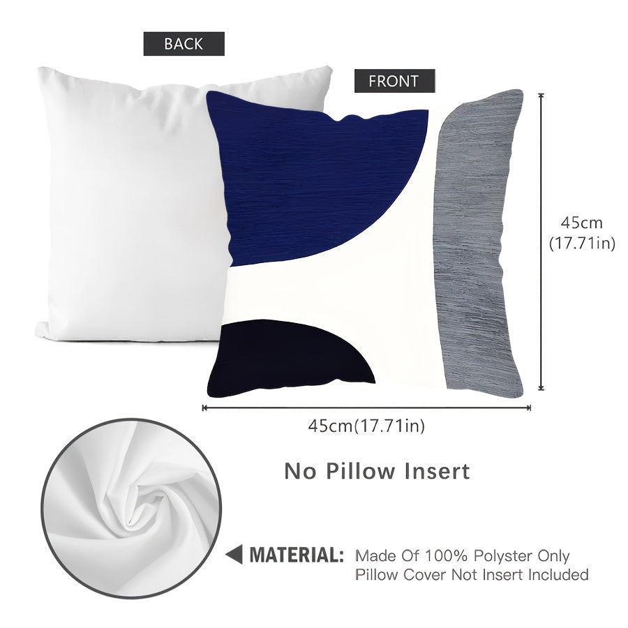 Navy Blue White Geometric Throw Pillow Cover 44cm Square Modern Boho Decor