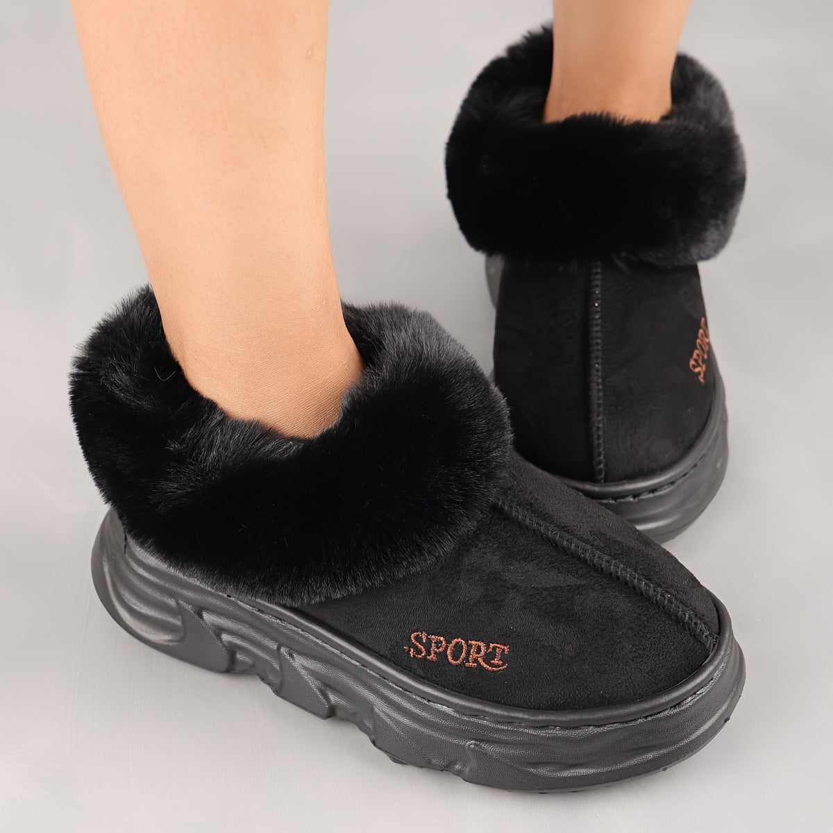 Ayollar uchun yumshoq plyush shlyapki issiq, sirpmas, ichki va tashqi foydalanish uchun qalin poyabzal