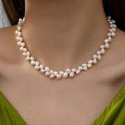 Women’s Baroque Freshwater Pearl Necklace 8mm Irregular Clavicle Chain for Mother’s Day