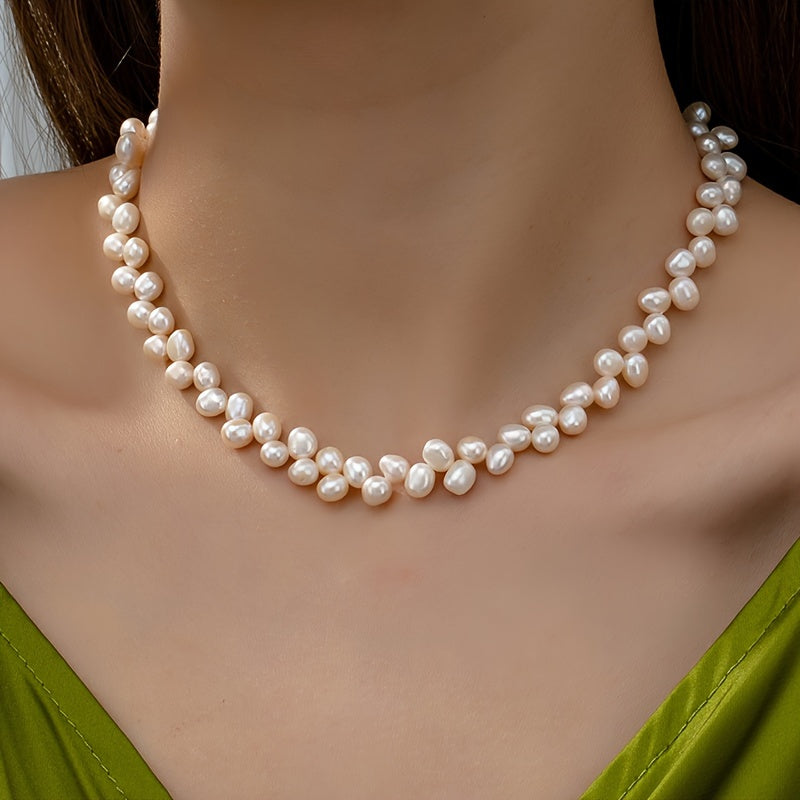 Women’s Baroque Freshwater Pearl Necklace 8mm Irregular Clavicle Chain for Mother’s Day