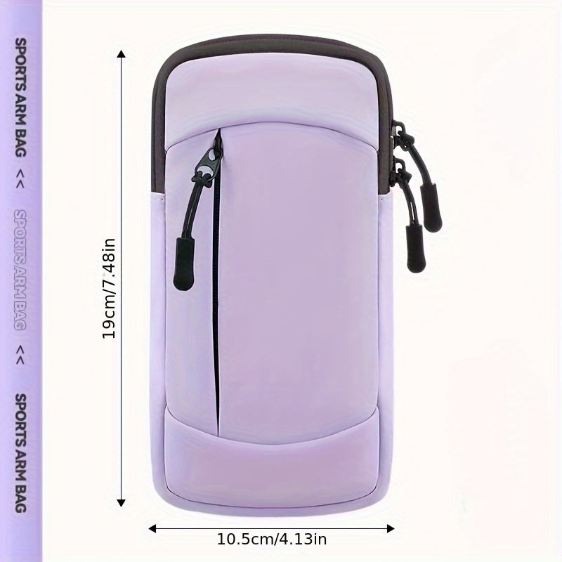 Waterproof Arm Phone Bag Polyester Fiber Zipper Closure for Running Hiking Fitness Adjustable Wristband Mobile Pouch