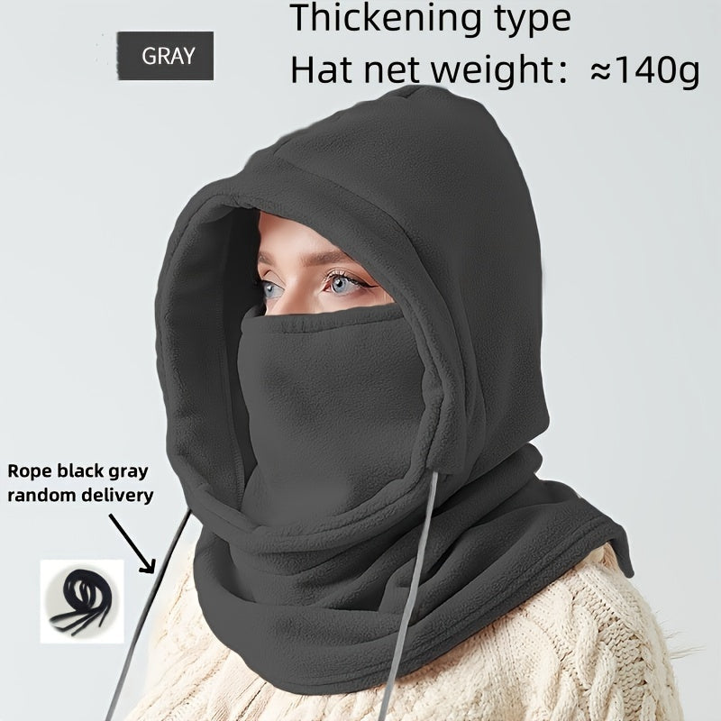 Men Women Winter Balaclava Mask with Drawstring Neck Gaiter and Hooded Scarf Windproof Cold Weather Outdoor