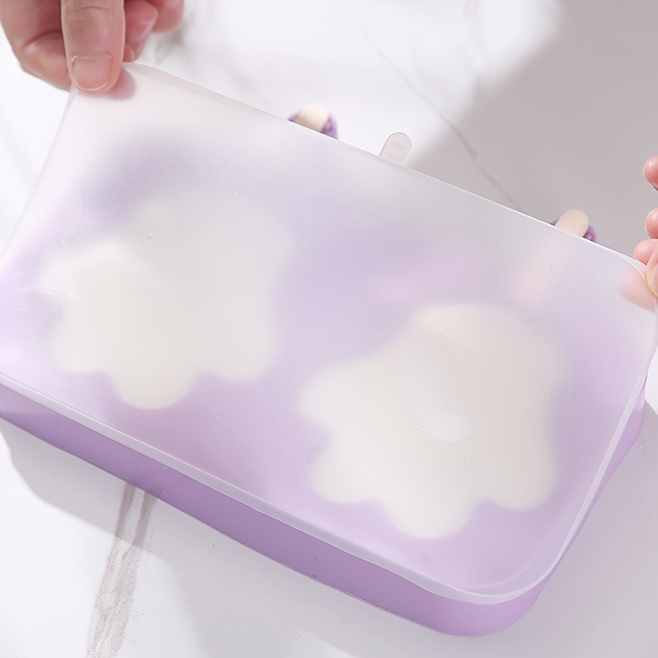 Silicone Mushuk Poyasi Muzqaymoq Qaytmasi - 1 dona, 2 bo'shliq Popsicle Qaytmasi, Uyda Muzqaymoq tayyorlash va Oshxona Ta'minotlari uchun Qopqoq bilan