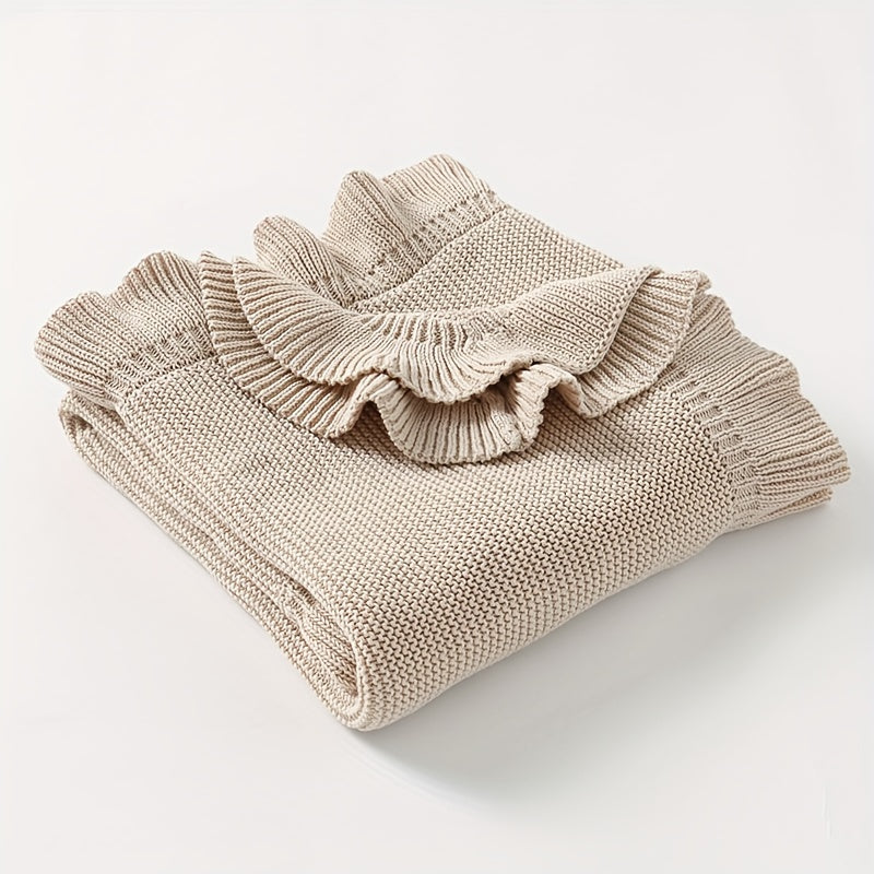 Infant Stroller Blanket Quilt with Lotus Leaf Edge for Toddlers