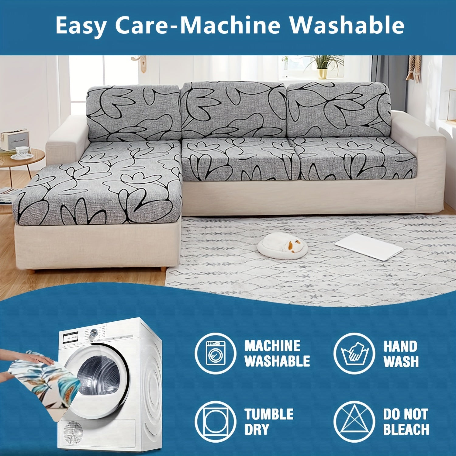 3-Piece Sofa Cover All-Season Dustproof Furniture Protector for Living Room