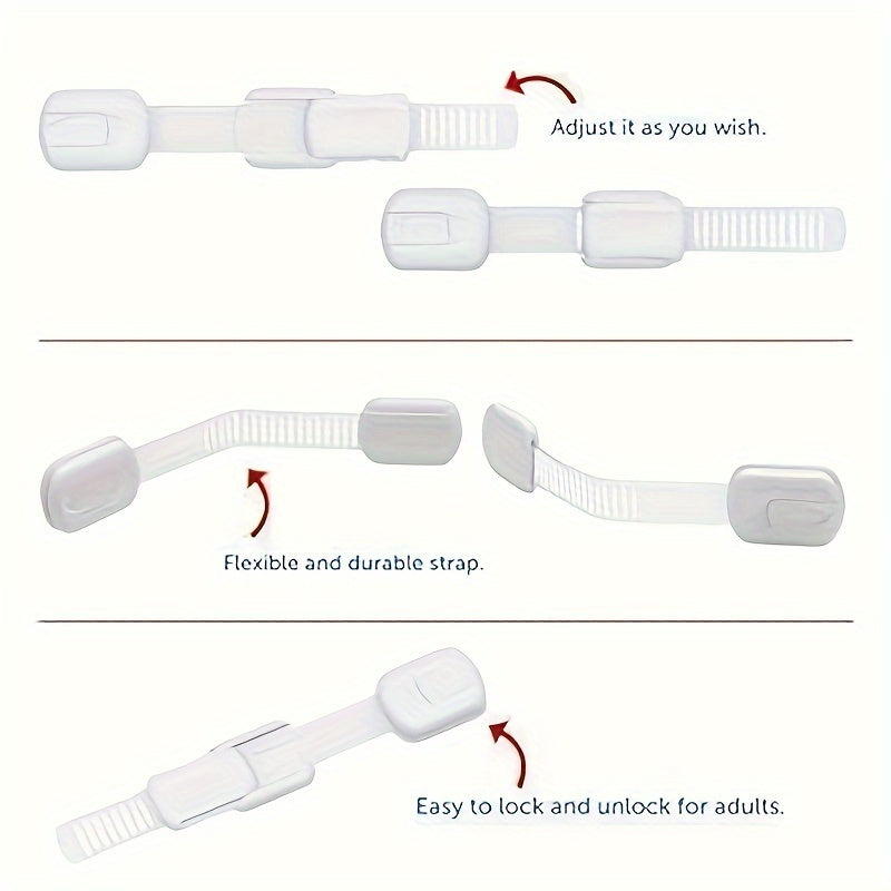 Cerraduras de seguridad a prueba de niños para armarios, cajones y electrodomésticos, blanco, paquete de 8