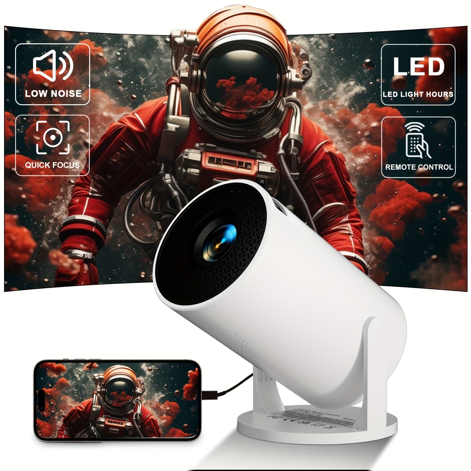 Маленький портативный проектор для домашнего кинотеатра и вечеринок с встроенными динамиками