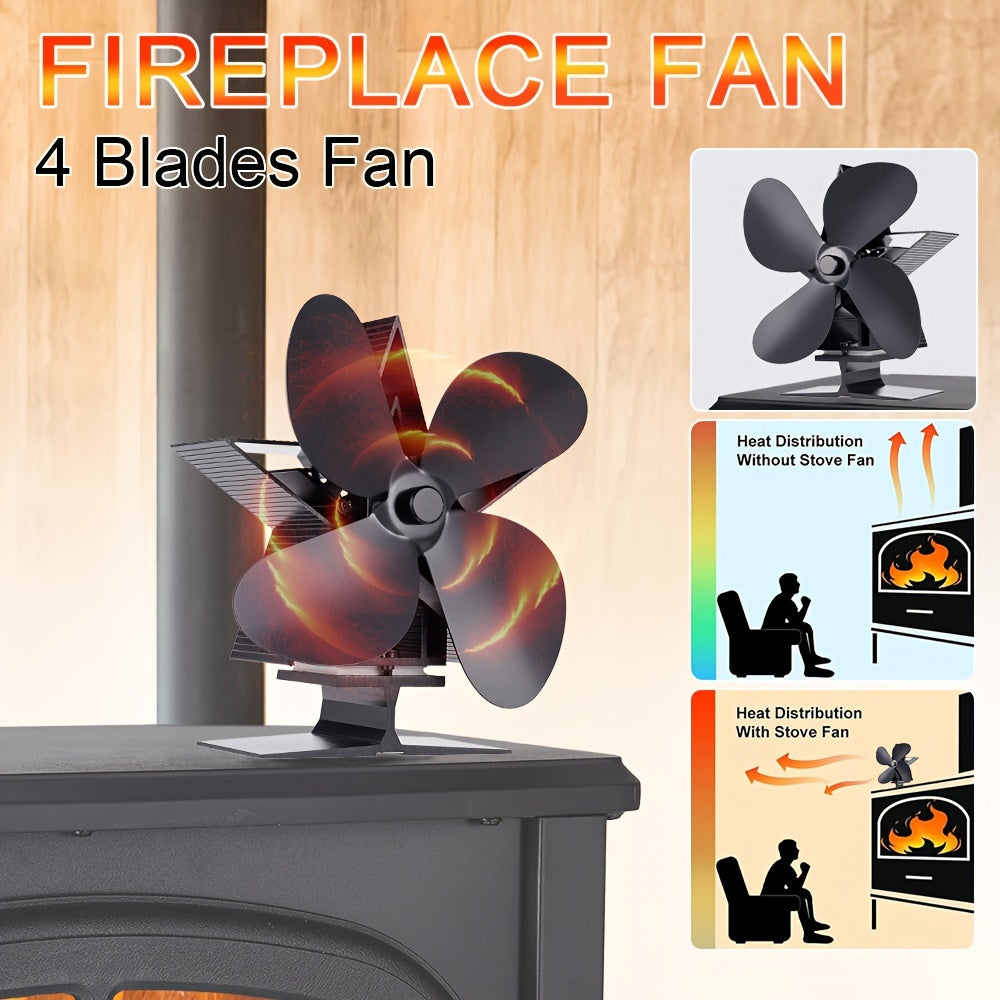 4/5 Blades Fireplace Fan Wall Mount Thermal Power Quiet Energy Saving