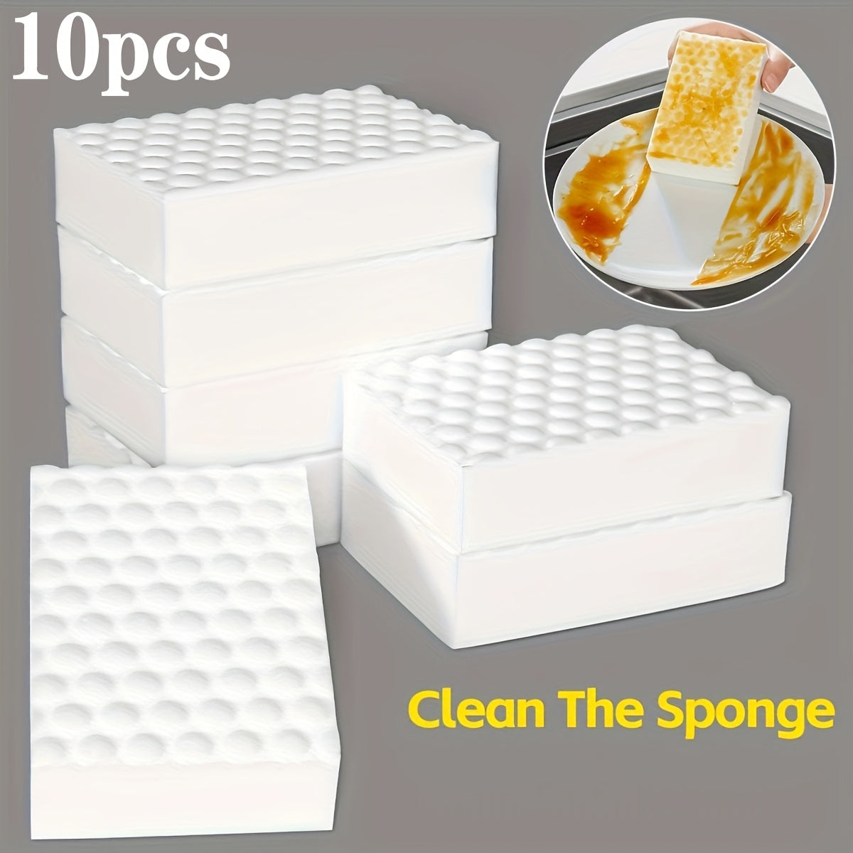 Set of 10 Multi-Purpose Nano Cleaning Sponges for Glass, Metal, Counters