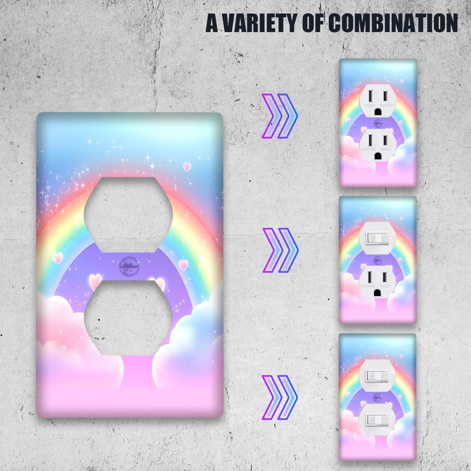 Rainbow Light Switch Wall Plate for Indoor Outdoor Use in Bedroom Kitchen Bathroom