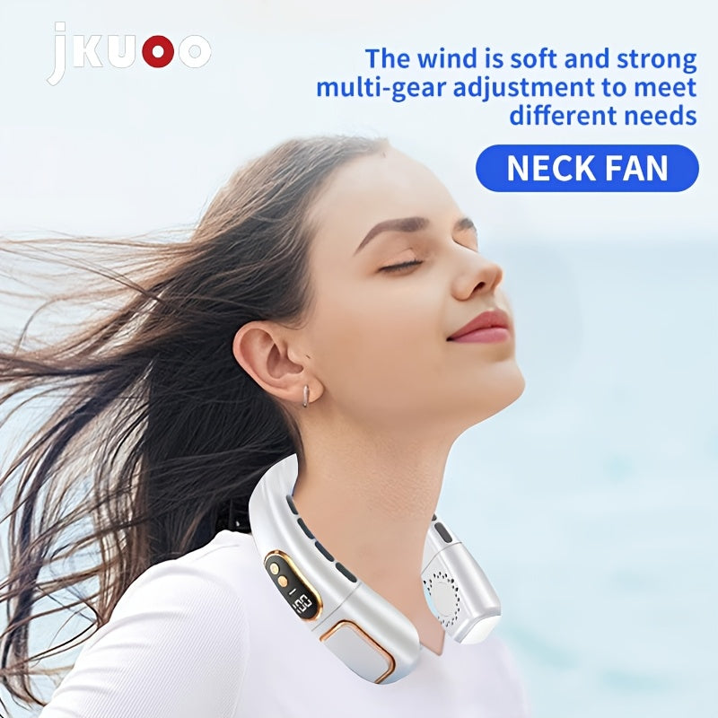Portable Neck Fan with 5 Speeds, Rechargeable Battery, LED Light