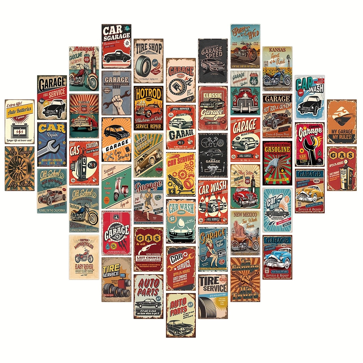 50-Piece Vintage Aesthetic Wall Collage Kit for Nursery and Room Decor with Retro Poster Prints