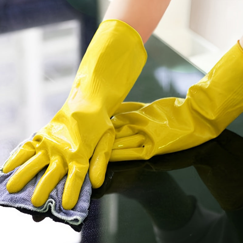6 Pairs Reusable Rubber Gloves with Long Sleeves for Kitchen Cleaning and Work