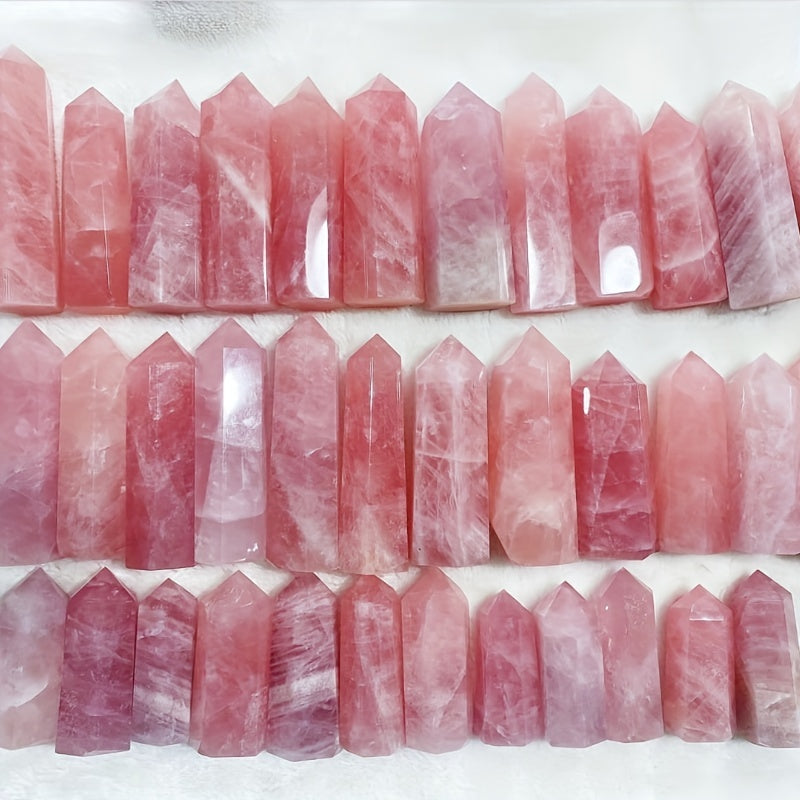 Natural Rose Quartz Crystal Tower 2.7-3.1 Inches 6-Sided Interior Decor Gift