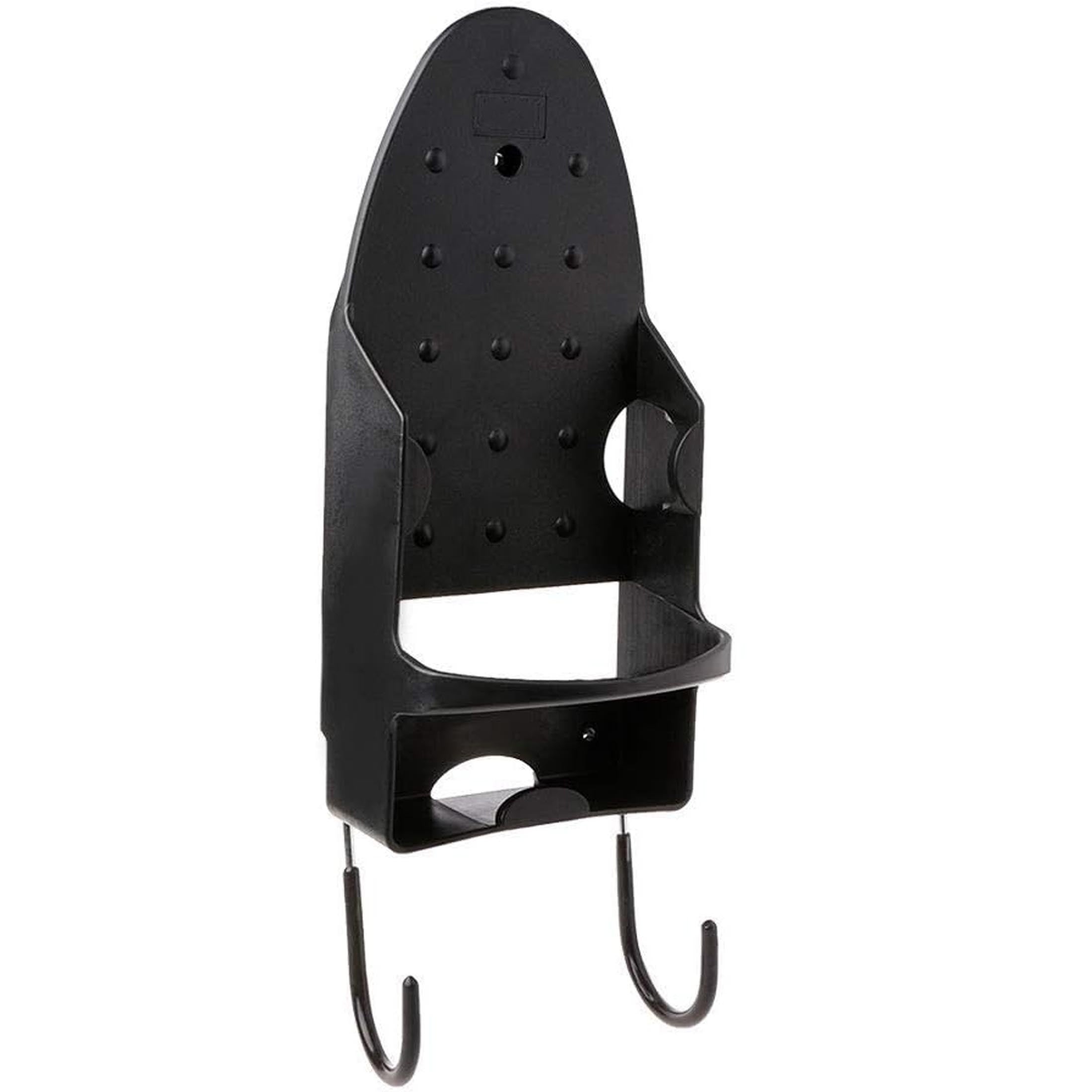 Estación de planchado con montaje en pared con 2 ganchos, metal y plástico resistentes al calor para lavandería, dormitorio y baño