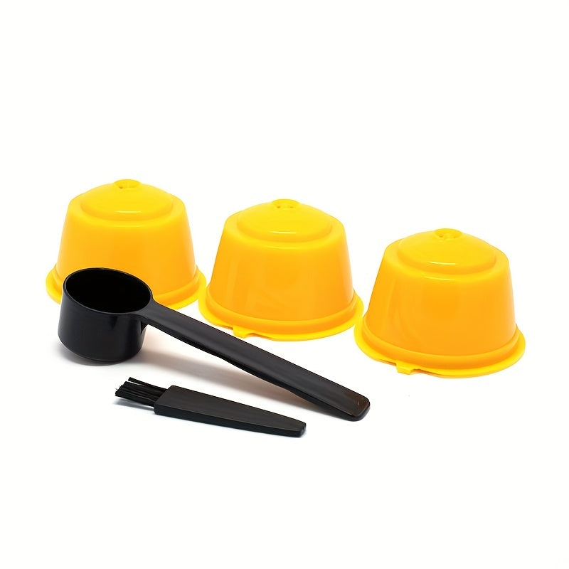 3pcs Reusable Coffee Filter Cups for Dolce Gusto Capsules with Brush and Spoon