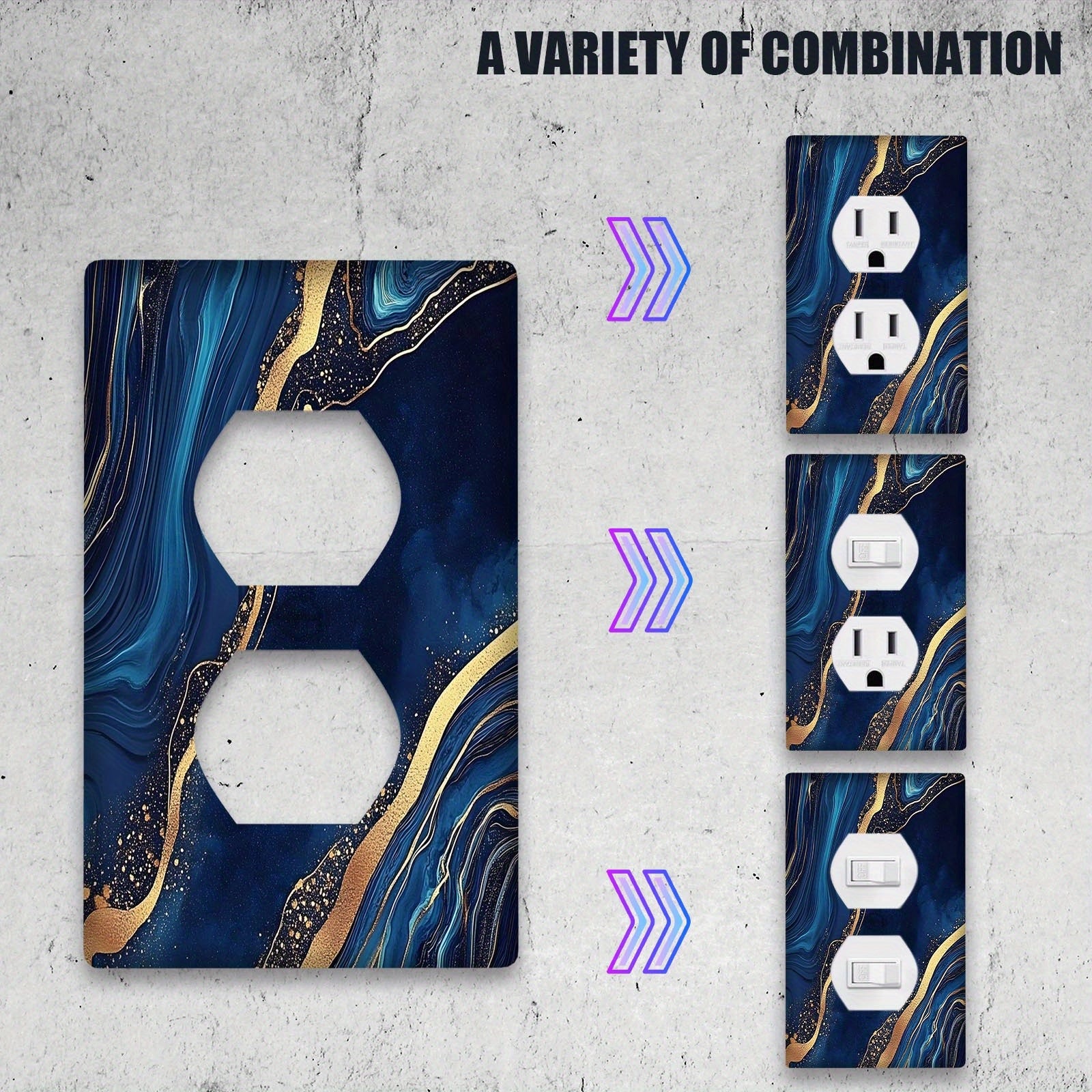 Накладка на выключатель Navy Blue Wall 1-канальная 2-канальная в стиле арт-деко для ванной комнаты и спальни