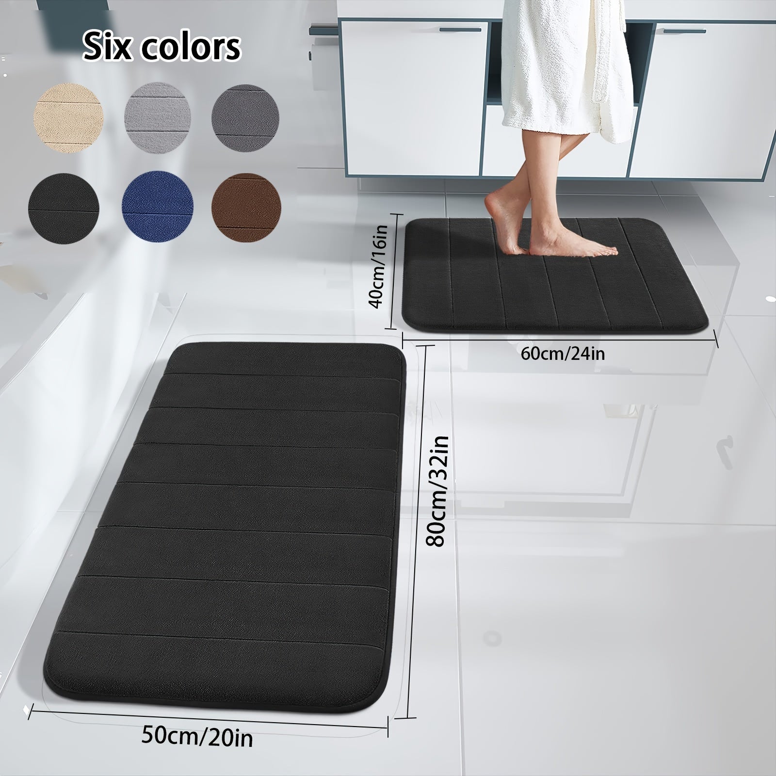 Juego de 2 alfombrillas de baño a rayas antideslizantes y lavables para salón, dormitorio, pasillo