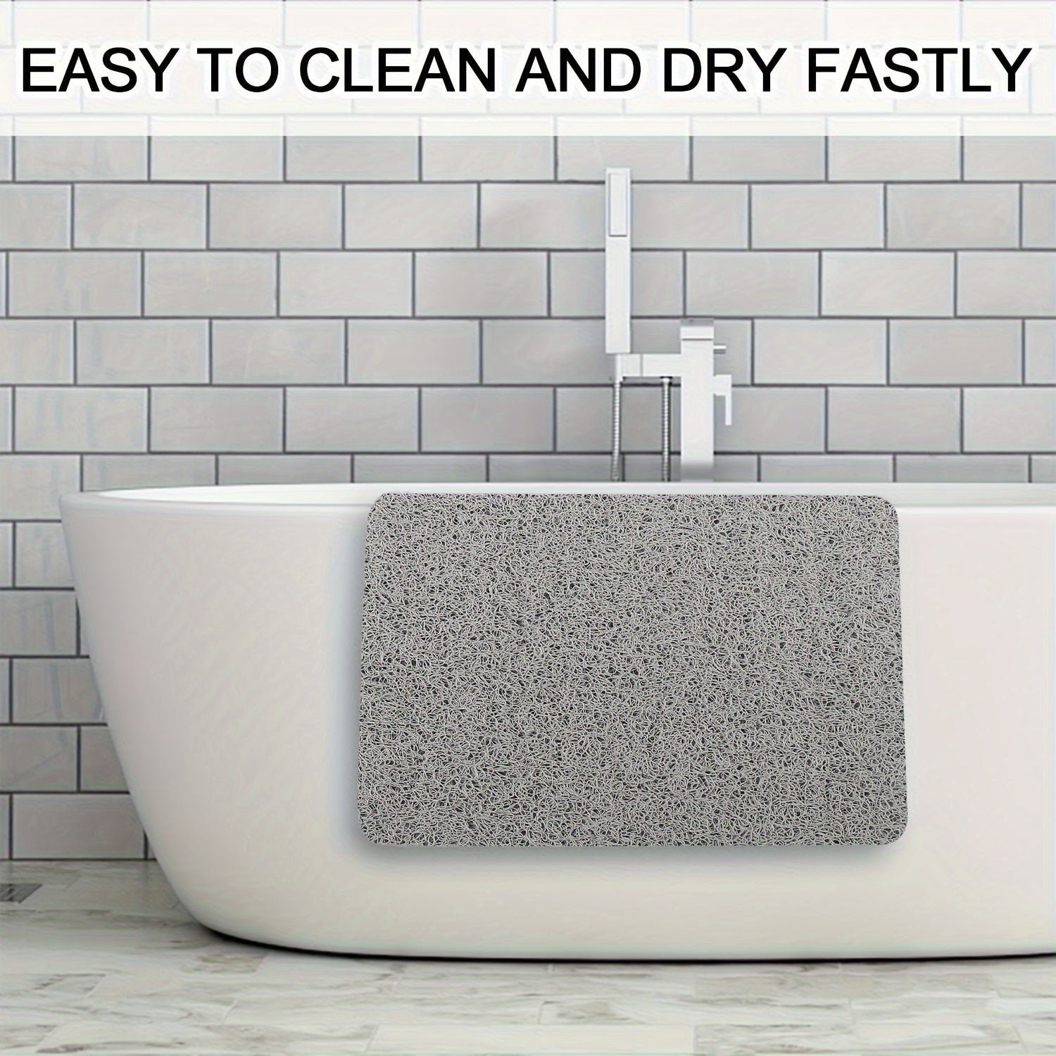 Alfombra antideslizante para baño con base de esponja de lufa y resistente al agua 53,34x53,34cm