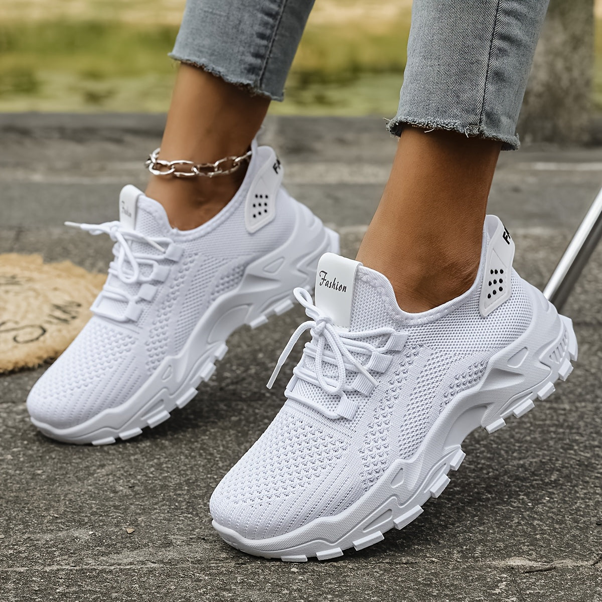 Women’s Breathable Mesh Athletic Sneakers with Airplane Pull Strap