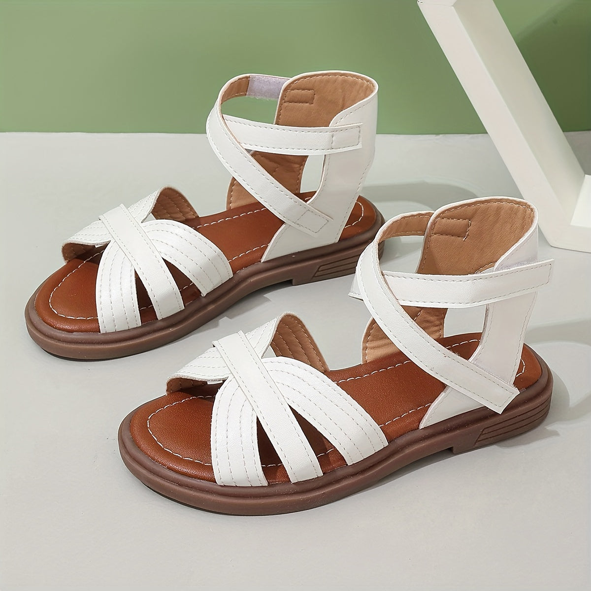 Girls Summer Open Toe Sandals Breathable Non Slip Solid Color Casual Beach Shoes