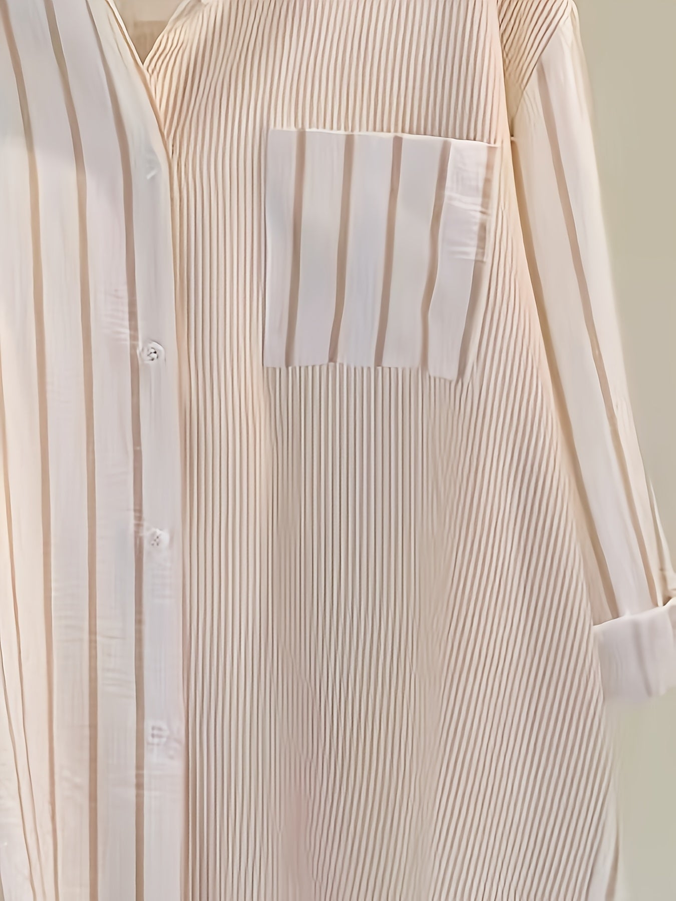 Plus Size Long Sleeve Striped Shirt Rayon Elegant Casual for Women