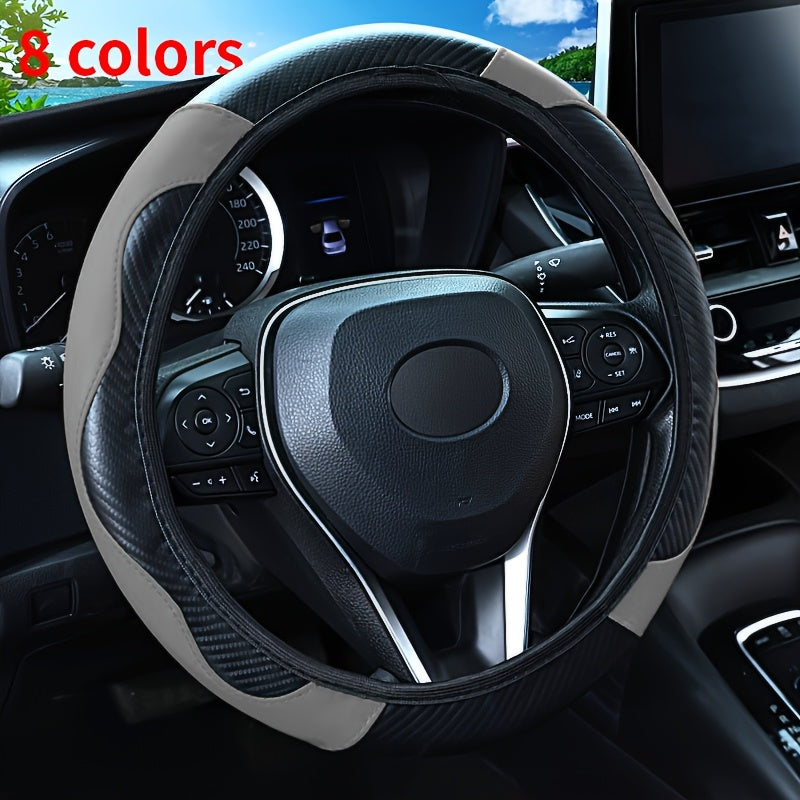 Universal karbon tolasi naqshli boshqaruv g'ildiragi qopqog'i, sirpanmaydigan PU charm, qora va qizil