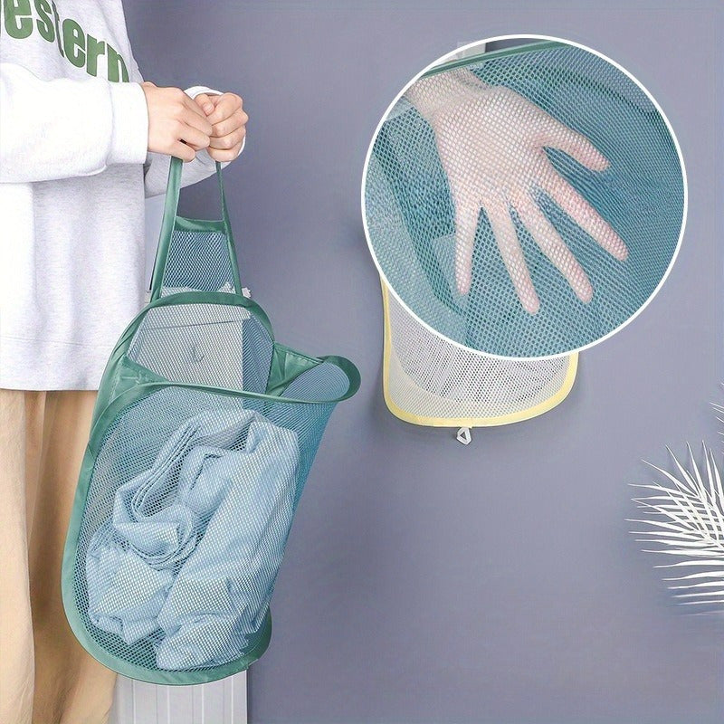 Складная сетчатая корзина для белья настенного монтажа для путешествий, кемпинга, ванной комнаты, хранения