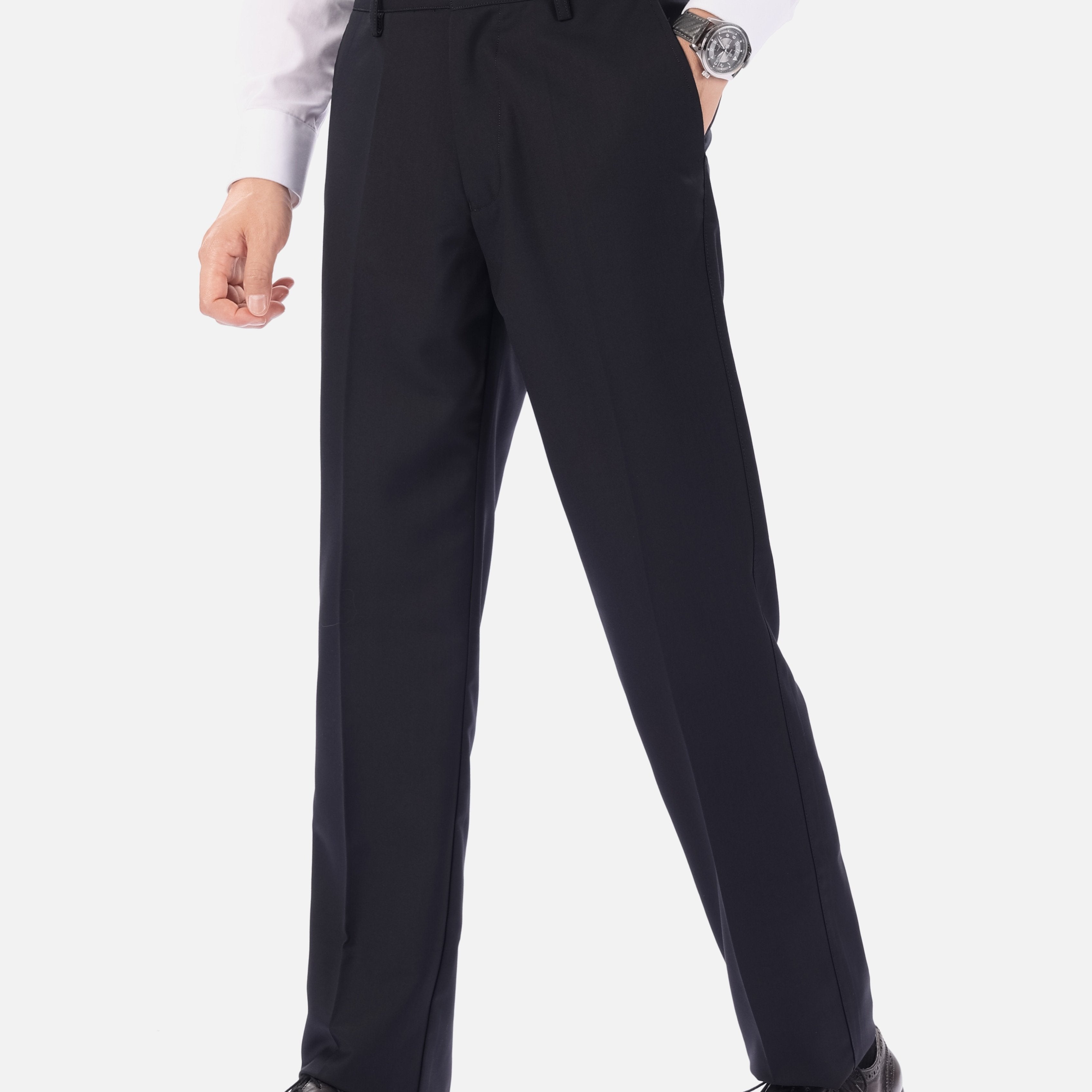 Kattalar va nafis rasmiy kiyim uchun erkaklar uchun plussiz qattiq kostyum shimlari.