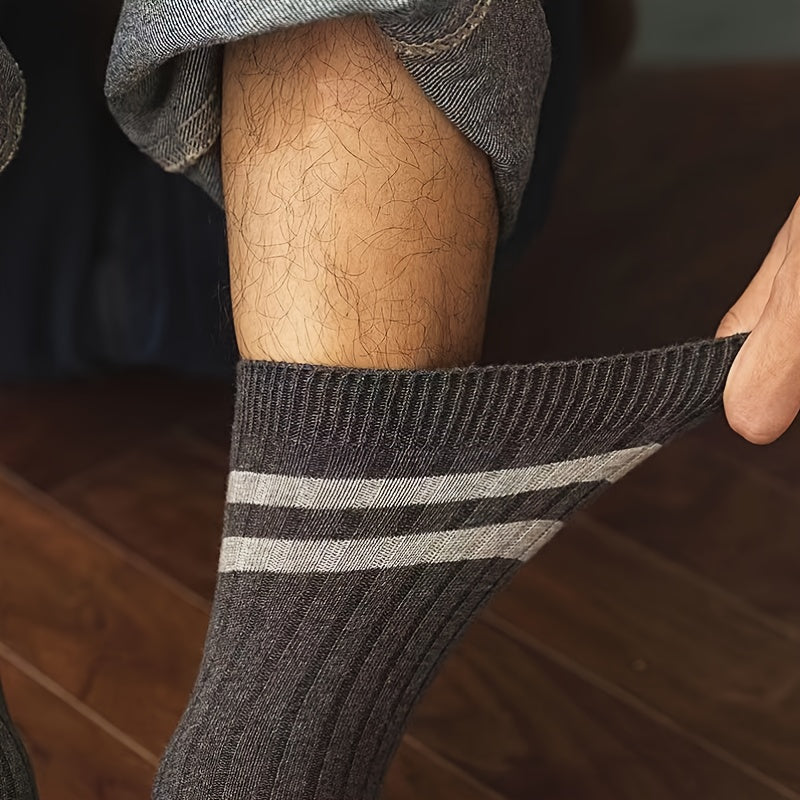 Мужские длинные трубчатые повседневные носки, 5 пар, влагоотводящие, дышащие, устойчивые к поту