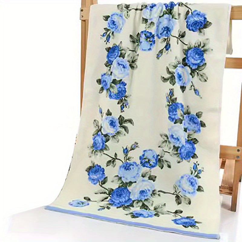 Cotton Flower Pattern Bath Towel Quick-Dry Hand and Bath Towel for Home Bathroom