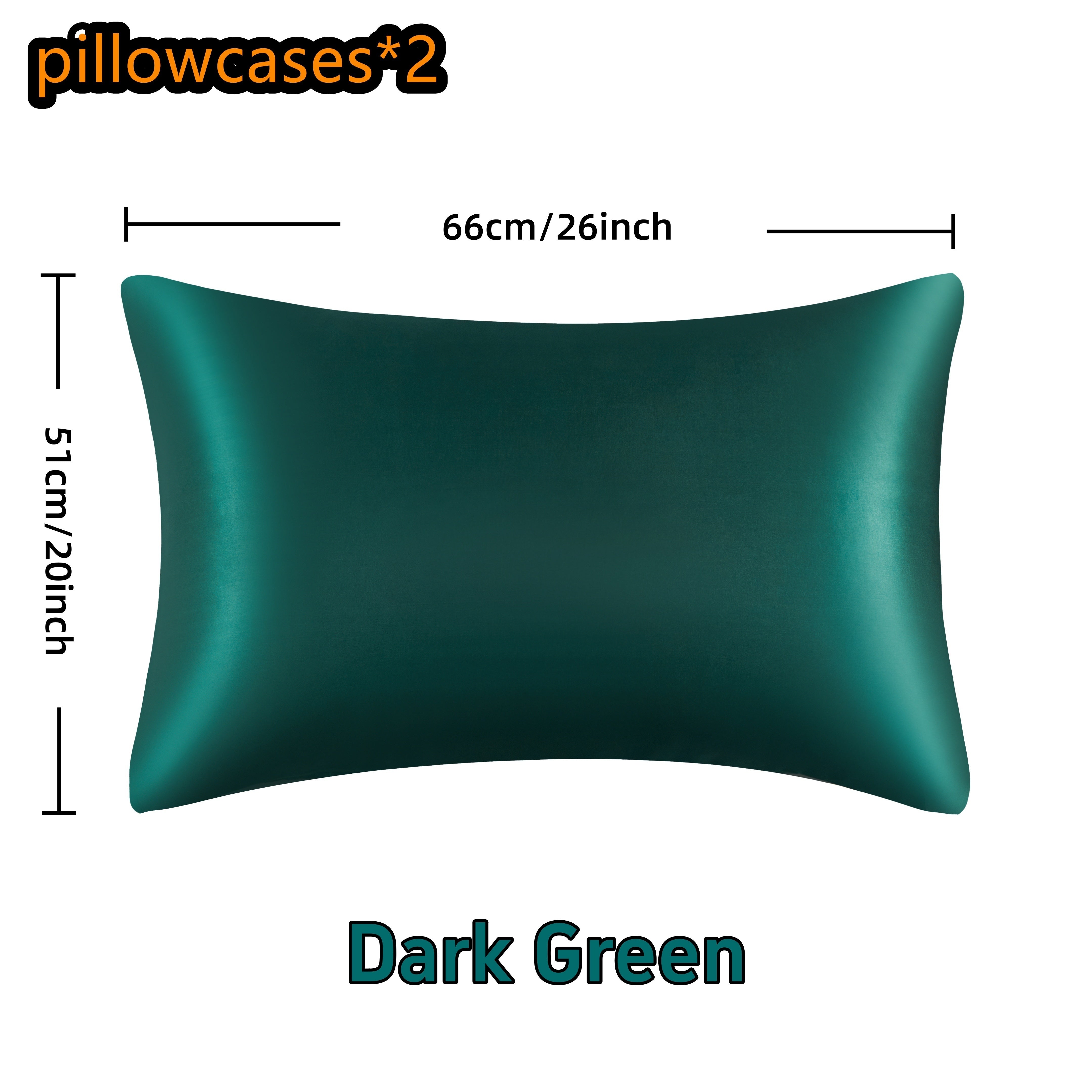 Set of 2 Satin Pillowcases in Multiple Colors 100% Polyester Envelope Closure