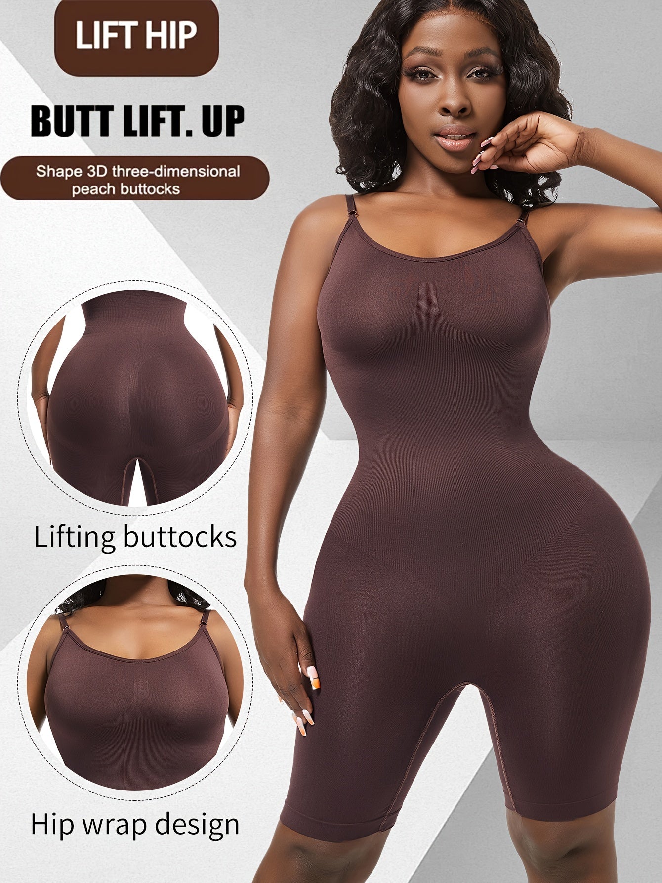 Women's Large Size Shapewear Bodysuit for Tummy Waist and Butt Lifting, Support Medium