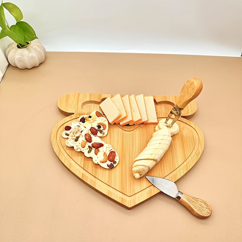 Bamboo Cutting Board and Cheese Cutter Set for Fruits and Dairy Kitchen Accessories