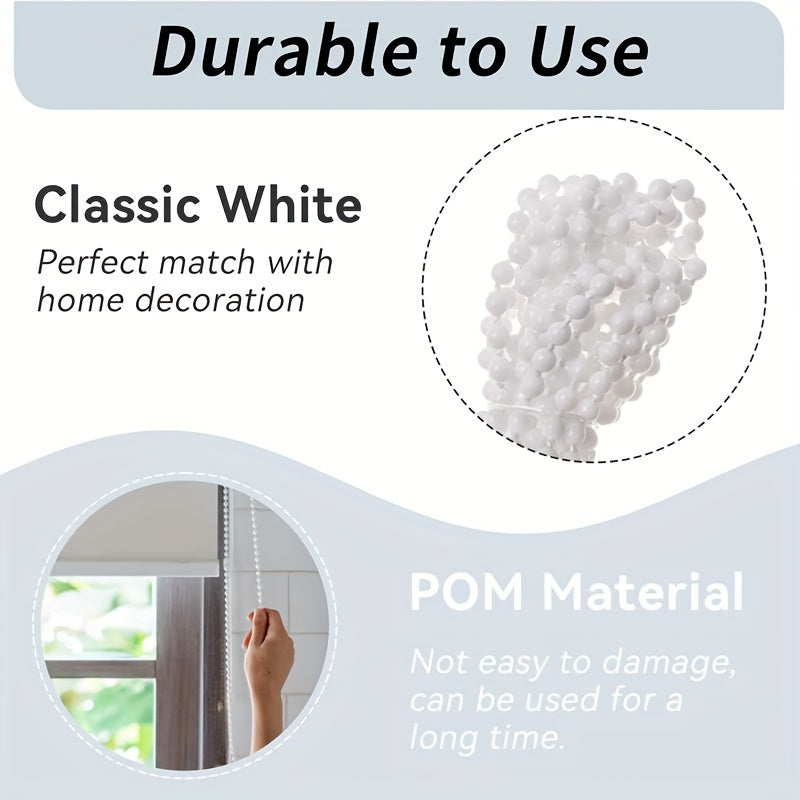 White Plastic Curtain Bead Chain Kit with 10 Connectors for Blinds and Shades