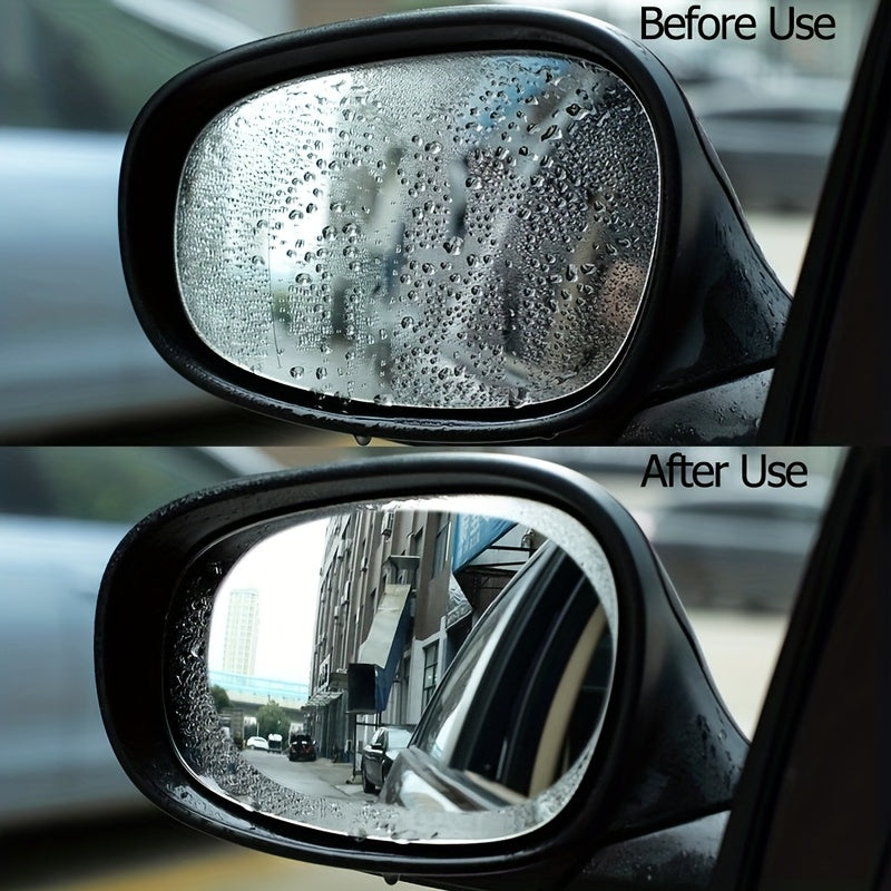 2-Pack PVC Anti-Fog Mirror Film Stickers Waterproof Clear Vision Shield for Car Side Mirrors