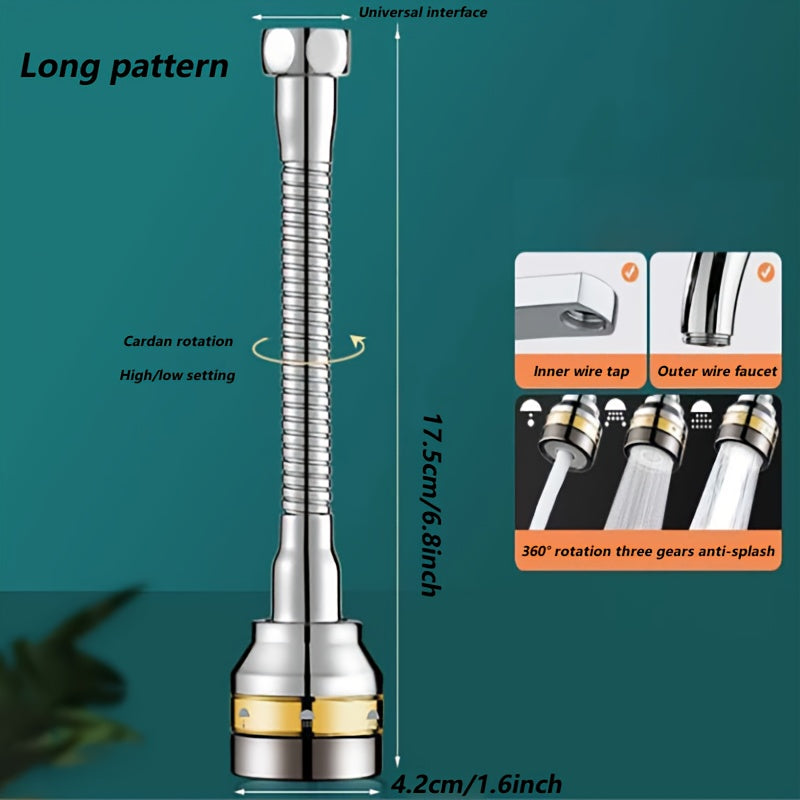 Copper Water Outlet Faucet with Rotating Thread Splash-Proof Extender and Filter Shower Head