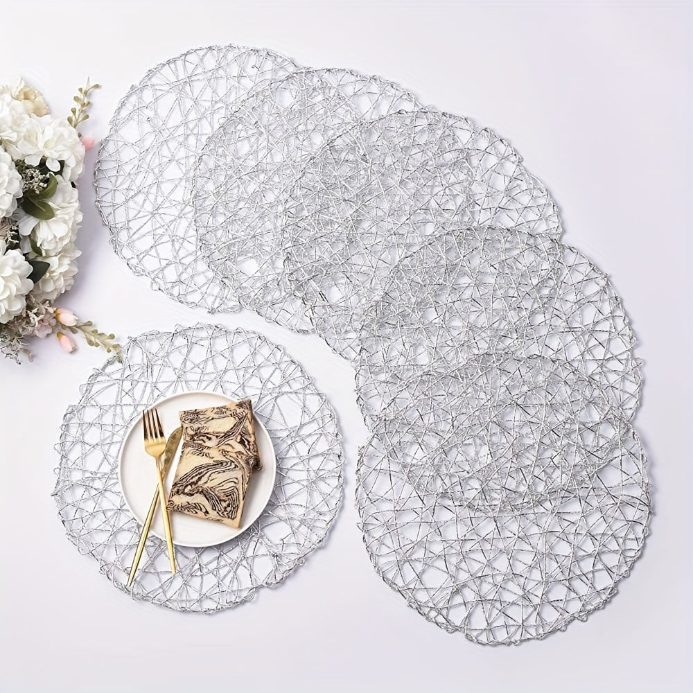 Woven Round Placemats Set of 6 Non-slip Heat-resistant Modern Minimalist Dining Table Decor