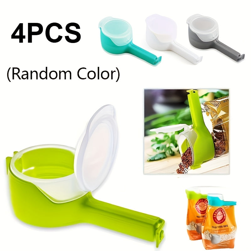 4 многофункциональных зажима для пластиковых пакетов для хранения закусок, чая, герметичные, моющиеся