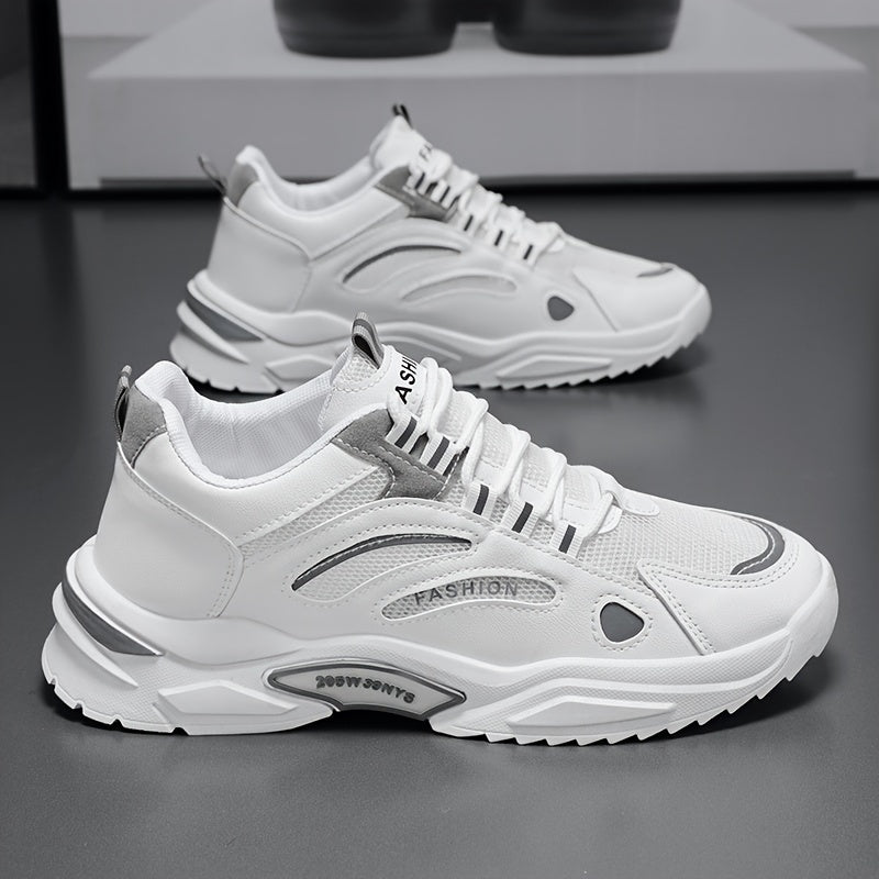 Men's Low Top Lace-Up Platform Sneakers Rubber Sole Casual Street Shoes