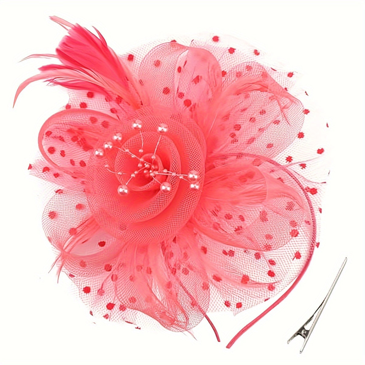 Ayollar uchun Vintage Chic Fascinator Shlyapa - Chiroyli Tarmoq Gul, Qush Tuxumlari va Klipli Boshband bilan 50-yillar va 60-yillar uslubida - Choy Partiyalari, Derby Kuni, To'ylar va Retro Yig'ilishlar uchun ideal