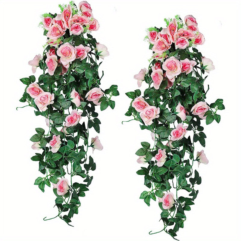 Artificial Rose Vine Garland 100.58cm for Indoor Outdoor Decor Valentine Mother's Day Graduation Independence Day