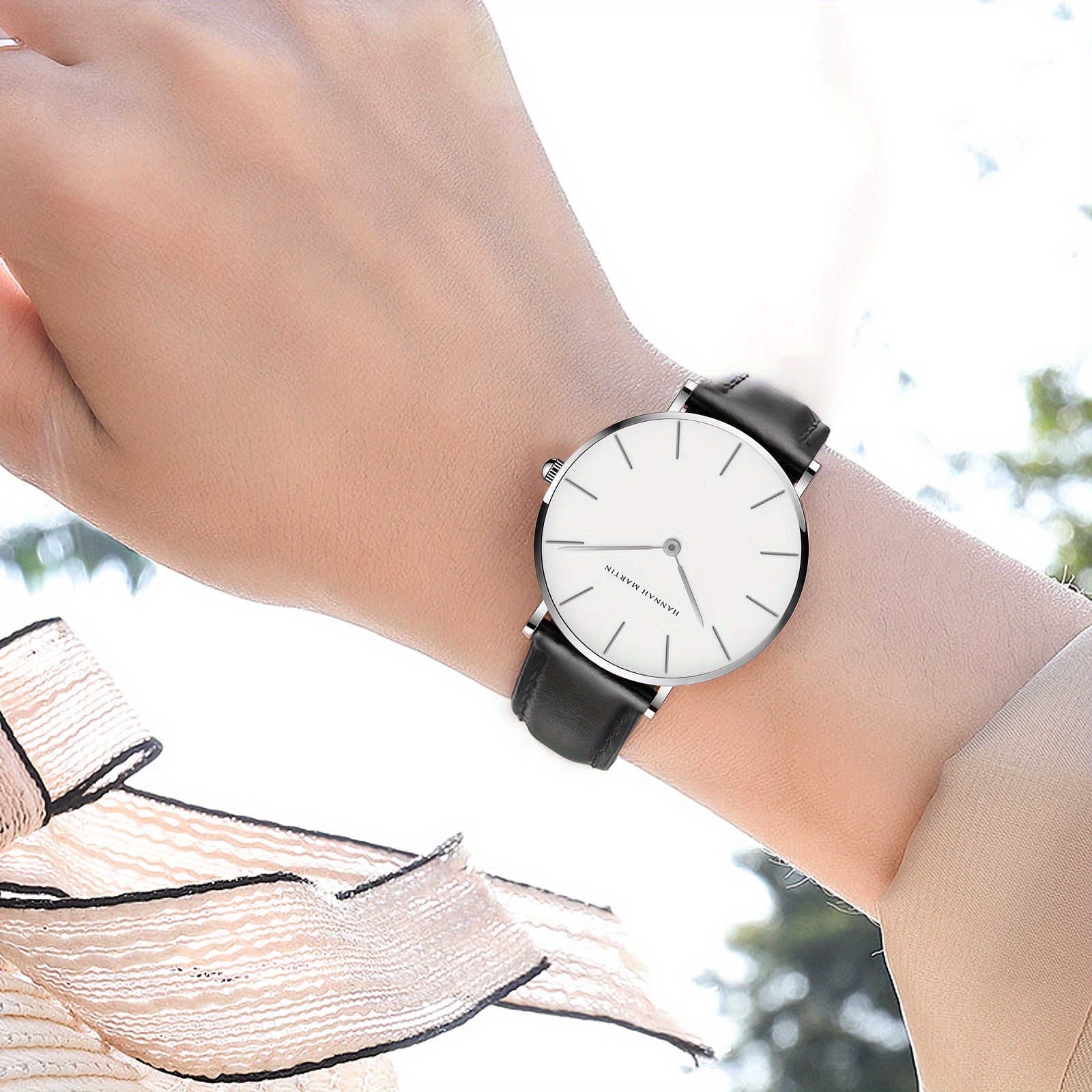 Reloj de mujer Ladies Quartz para mujer, reloj elegante y sencillo con correa de cuero